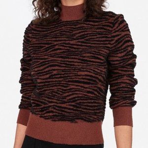 Express x Negin Mirsalehi Animal Tiger Print Cropped Sweater, Black/Brown